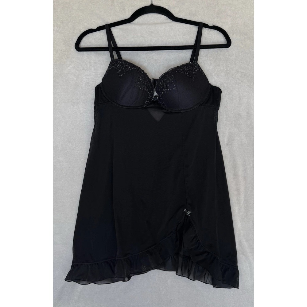 Gilligan O'Malley Intimates Babydoll Black Teddy Womens Large Elegant Classy‎